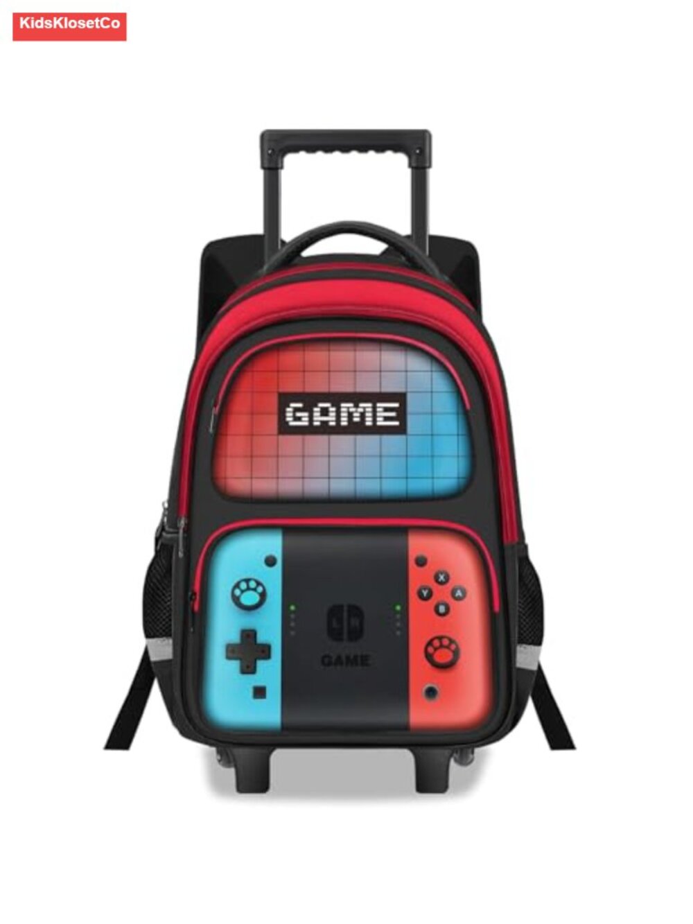 Kids Rolling Backpack with Wheels for Boys, Game Print Wheeled School Bag,